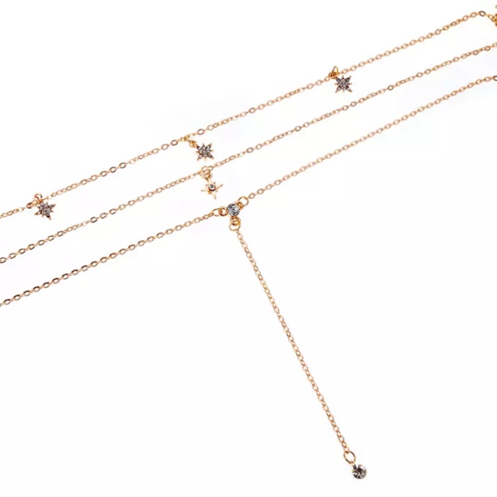 Celestial Layered Delicate Dainty Gold Choker New - Picture 3 of 7